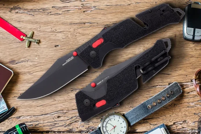Black and Red SOG Trident AT a stylish tool for lots of situations