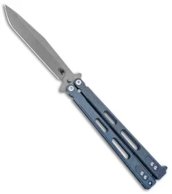 Hinderer Knives Nieves v2 Balisong Butterfly Knife Battle Blue Ti (4.6" Working)