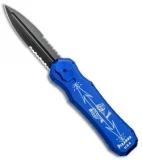 Piranha Excalibur OTF Knife Blue Double Action Automatic (3.2" Black Serr)