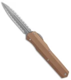 Microtech Cypher D/E OTF Automatic Knife Smooth Tan (4" Apocalyptic Full Serr)