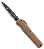 Microtech Cypher D/E OTF Automatic Knife Smooth Tan (4" Black Full Serr)