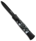 AKC 077 Concord OTF Automatic Knife Route 66 Skull (3.25" Black Flat)