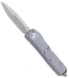 Microtech UTX-85 D/E OTF Auto Knife Gray (3.125" Stonewash Full Serr) 232-GY