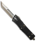 Microtech Signature Series Troodon Hellhound Tanto OTF Knife Black Al (3" Brnz.)