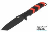 Pro-Tech SBR Fixed Blade - Black G-10 Handle - Satin Blade - Leather Sheath vs Hogue HK Fray Tanto - Black & Red Rubber - Black Blade