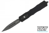 Microtech 227-16S Dirac Delta D/E - Black Handle - Damascus Blade - Ringed Hardware - Signature Series