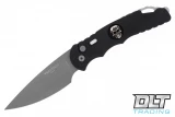 Pro-Tech TR-4  - Black Handle - Sterling Silver Skull Inlay - Bead Blasted Blade