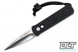 Pro-Tech Godson - Black Handle - Black Leather Inlay - Polished Blade