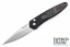 Pro-Tech Newport - Black Handle - Red Marbled Carbon Fiber Inlay - Stonewashed Blade