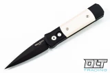 Pro-Tech Godson - Black Handle - Ivory Micarta Inlay - Black Blade