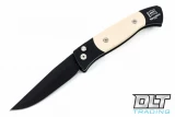 Pro-Tech Brend Model 2 - Black Handle - Ivory Micarta Inlay - Black Blade