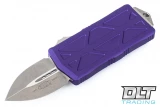 Microtech 118-10TRR Iconic Trainer - Black G-10 - Stonewashed Blade vs Microtech 157-10PU Exocet - Purple Handle - Stonewashed Blade