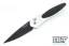 Pro-Tech Newport - Silver Handle - Carbon Fiber Inlay - Black Blade