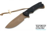 Freeman 5" Model 451 3V - FDE Blade - Black G-10 - Dimpled Texture - Black Nylon Sheath