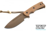 Freeman 5" Model 451 3V - FDE Blade - Coyote Brown G-10 - Dimpled Texture - Black Nylon Sheath