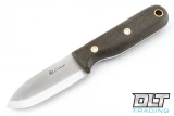 LT Wright Bushbaby 3V - Scandi - Green Micarta - Matte Finish