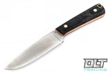 LT Wright Large Pouter AEB-L - Convex - Black Micarta - Orange Liners - Matte Finish