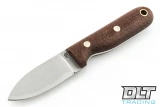 LT Wright Bushbaby 3V - Flat Ground - Burlap Micarta - Matte Finish