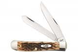 Case Trapper Amber Bone Peachseed Jigged with Pocket Clip vs Case Hunter 6" Skinner Blade w Leather Handle