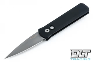 Pro-Tech Godson - Black Handle - Bead Blasted Blade