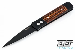 Pro-Tech Godfather - Black Handle - Cocobolo Inlay - Black Blade