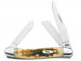 Case Medium Stockman SS Amber Bone Knife vs Case Hunter 6" Skinner Blade w Leather Handle