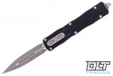 Microtech 225-10DBK Dirac D/E - Distressed Black Handle - Apocalyptic Blade