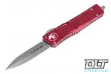 Microtech 142-10DRD Combat Troodon D/E - Distressed Merlot Red Handle - Apocalyptic Blade