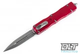 Microtech 227-10DRD Dirac Delta D/E - Distressed Red Handle - Apocalyptic Blade