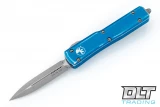 Microtech 147-10DBL UTX-70 D/E - Distressed Blue Handle - Apocalyptic Blade