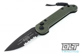 Microtech 135-2OD L.U.D.T - Green Handle  - Partial Serrations - Black Blade