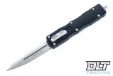 Microtech 225-12 Dirac D/E - Black Handle  - Full Serrations - Stonewashed Blade