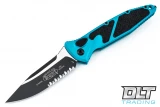 Microtech 160A-2TQ SOCOM Elite S/E - Turquoise Handle  - Partial Serrations - Black Blade