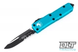 Microtech 231-2TQ UTX-85 S/E - Turquoise Handle  - Partial Serrations - Black Blade