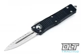 Microtech 138-12 Troodon D/E F/S - Black Handle  - Full Serrations - Stonewash Blade