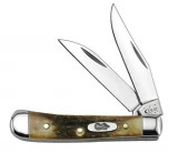 Case Cutlery Genuine Stag Tiny Trapper, Clip and Wharncliffe Blades