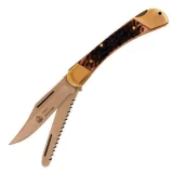 PUMA Knives Warden German Blade Pocket Knife with Saw and Brown Jigged