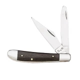 Mustang Knives Trapper Plain 2 Blade Folding Knife, Wood Handle