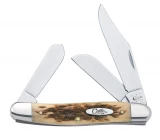 Case Large 3-Blade Folding Stockman Knife, 3.875" Amber Bone (6347 SS)