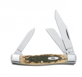 Case Medium 3-Blade Stockman Folding Knife, 3.625" Amber Bone (63032 C