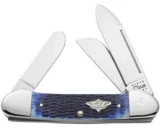 Case Cutlery Blue Jigged Bone Gunboat Canoe Three Blade Pocket Knife