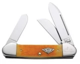 Case Cutlery Gunboat Canoe Orange Jigged Bone Three Blade Pocket Knife