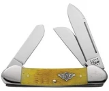 Case Cutlery Yellow Jigged Bone Gunboat Canoe Three Blade Pocket Knife