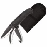 Maxam Lockback 3 Blade Knife Black