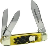 Schrade 3-Blade Hammer Cigar Whittler Pocket Knife w/ Yellow Antique H