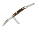 Queen Cutlery Small Stockman 3-Blade Pocket Knife with Aged Honey Ambe