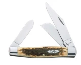 Case Cutlery Large Stockman Amber Bone 3- Blade Pocket Knife