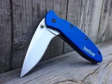 Kershaw Knives K.O. Scallion Folder with Navy Blue Anodized Aluminum Handle