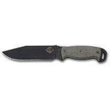 Ontario Knife Company RD6 Black Plain Edge Fixed Blade Knife with Black Micarta Handle