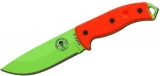 2012 ESEE63 Plain Edge Fixed Blade with Venom Green Blade and Orange G10 Handles
